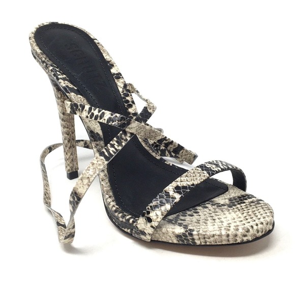 SCHUTZ Shoes - Schutz Cloe Women's Size 5.5 B Natural Snake-Printed Leather Sandals Shoes